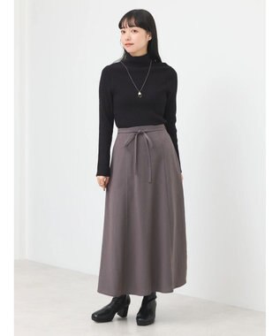 earth music&ecology リボンフレアスカート Charcoal Gray