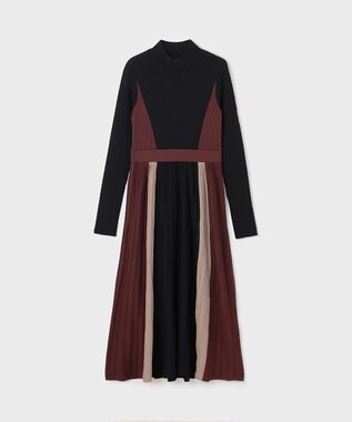 GRACE CONTINENTAL バイカラーフレアニットワンピース ブラック