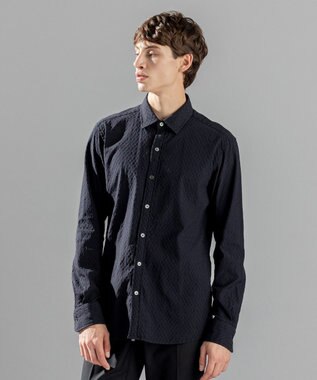 JOSEPH HOMME アロージャガードストレッチ　レギュラーカラーシャツ ブラック系