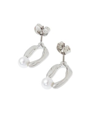 AMERICAN HOLIC パールオーバルフレームピアス Silver