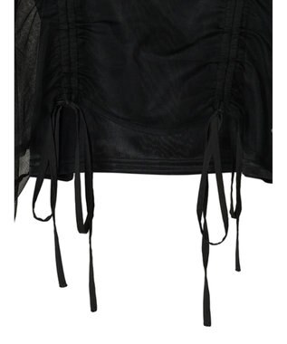 Green Parks ・ＥＬＥＮＣＡＲＥ　ＤＵＥ　チュールギャザーブラウス Black