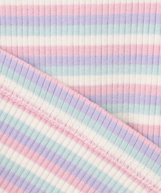 ANY KIDS リボン テレコボーダー Ｔシャツ ラベンダー系