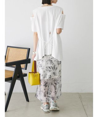 Green Parks モノトーンフラワータイトスカート Off White