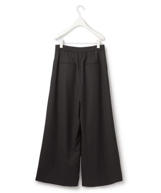 ICB L 【洗える】 ウールヴィスコースストレッチ タックパンツ ブラック系