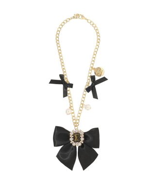 Maison de FLEUR ビジューリボンパールバッグチャーム Black