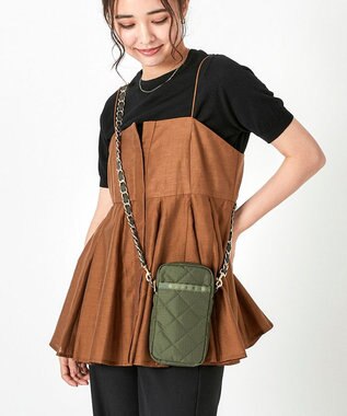 CHAIN MINI PHONE CRSBDY/ダークオリーブチェーンキルト / LeSportsac 