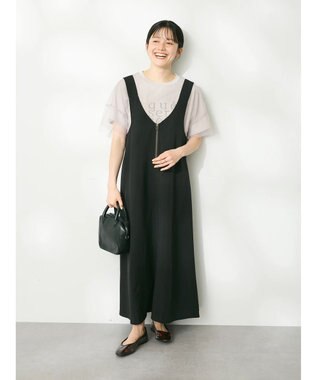 CRAFT STANDARD BOUTIQUE 前後2WAY麻調パネルワンピース Black