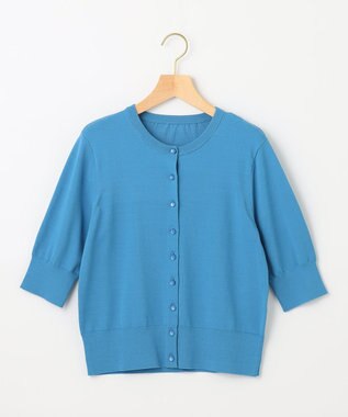 組曲 【5色展開・洗える】MINA半袖 カラーカーディガン ブルー系
