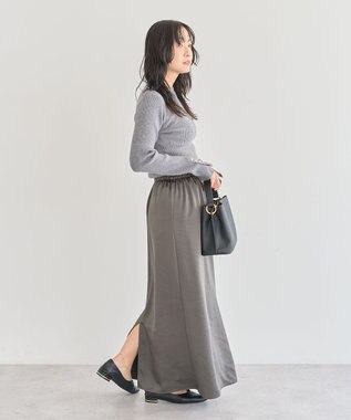 Green Parks もちやわ袖口釦リブニットプルオーバー Gray