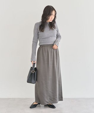 Green Parks もちやわ袖口釦リブニットプルオーバー Gray