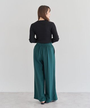 Green Parks もちやわ袖口釦リブニットプルオーバー Black