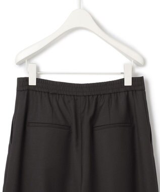 ICB L 【洗える】 ウールヴィスコースストレッチ タックパンツ ブラック系