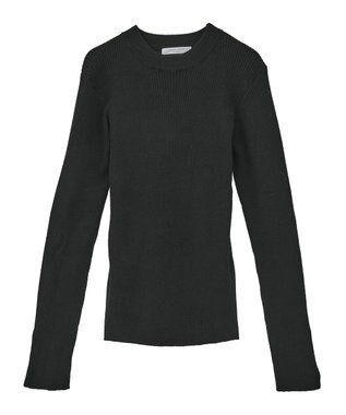 Green Parks もちやわ袖口釦リブニットプルオーバー Black