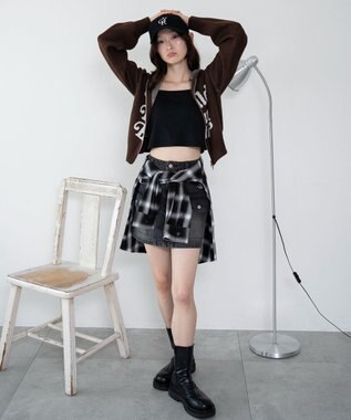 WEGO グラフィックジャガードニットZIPパーカー ブラウン