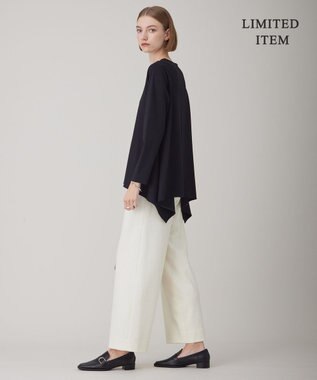 ICB L 【WEB限定・洗える】ヴィスコースストレッチポンチ イレギュラーヘムプルオーバー ブラック系