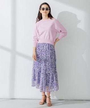 組曲 S 【パールボタン付】ブーケカラーリラクシー ニット ピンク系