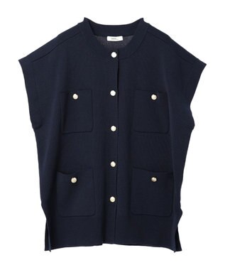 earth music&ecology 金ボタンニットベスト Navy