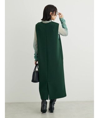 Green Parks キーネックダンボールジャンスカ Dark Green