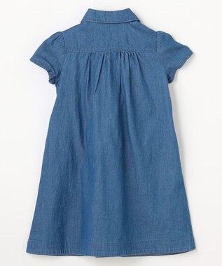 組曲 KIDS 【110-140㎝】 フラワーボタンデニムワンピース ネイビー