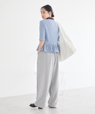 earth music&ecology ダブル衿ペプラムプルオーバー Sax