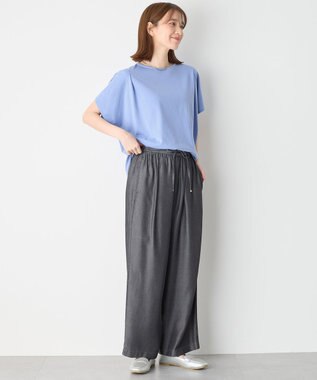 ANY L 【洗濯機可/UVケア/接触冷感】フレンチスリーブロゴ・カラーTシャツ ブルー