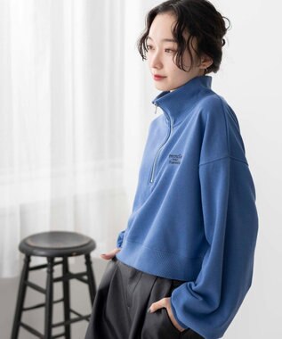 WEGO ハーフジップショートスウェット ブルー