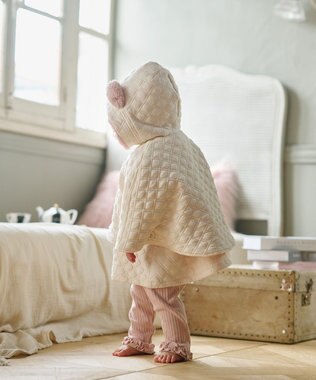 組曲 KIDS 【90㎝】くま耳 キルトマント アイボリー系