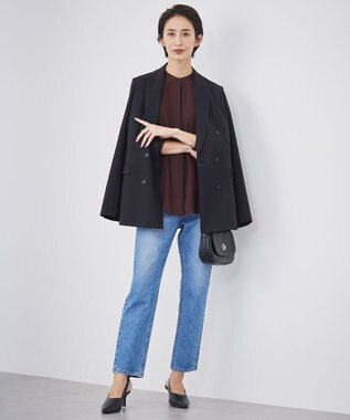 ICB L ウール2WAYストレッチ ダブルブレストジャケット ブラック系