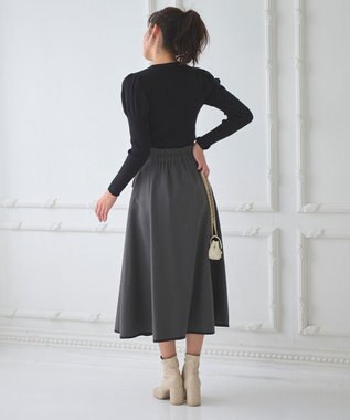 Feroux 【洗える】パフスリーブラメ ニット ブラック系