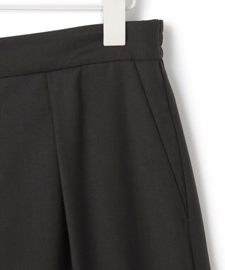 ICB L 【洗える】 ウールヴィスコースストレッチ タックパンツ ブラック系