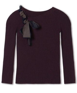 Chacott 【ノーソーイングニット】チュールリボンニットトップ