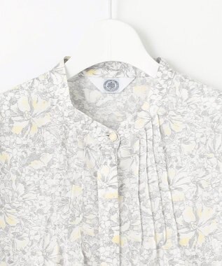 J.PRESS LADIES 【洗える】ポリエチレンスパンブロードフラワープリント ブラウス オフホワイト×イエロー系