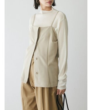 Green Parks AnriettMusee ラメ切替スリーブリブシアーニット Off White