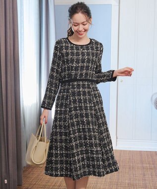 Tiaclasse 【安田美沙子さん着用・洗える】配色ツイードワンピース