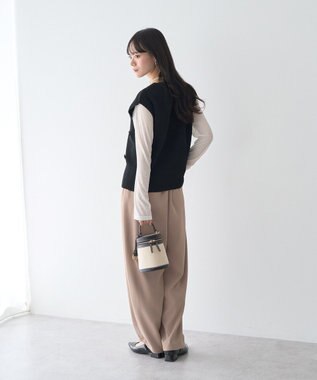 earth music&ecology フラワーモチーフニットベスト Black