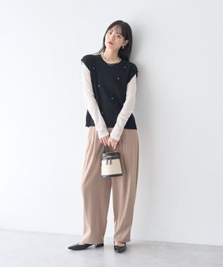 earth music&ecology フラワーモチーフニットベスト Black