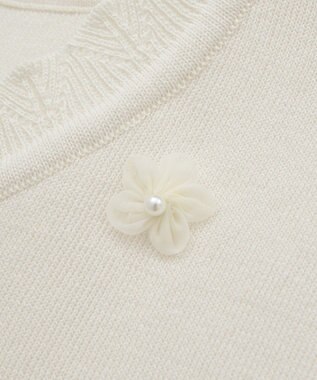 earth music&ecology フラワーモチーフニットベスト Ivory