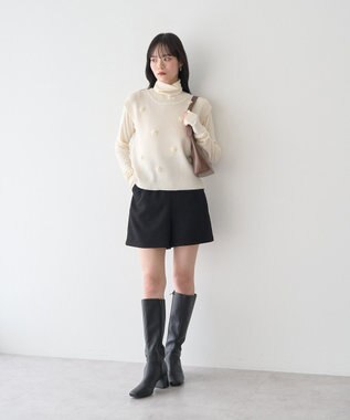 earth music&ecology フラワーモチーフニットベスト Ivory