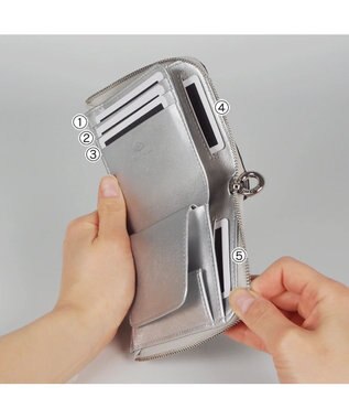 PELLE BORSA L字ファスナーミニ財布 Chrono Luce クロノルーチェ 5853 シルバー