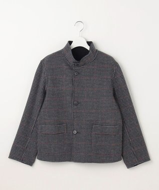 J.PRESS LADIES 【リバーシブル】ウールナイロンリバーチェック スタンドカラー コート ネイビー×チェック系