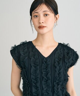 YECCA VECCA 2wayチュールフリルニット Black
