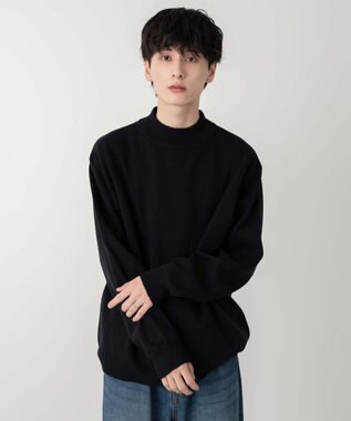 WEGO 【ユニセックス着用ITEM】ミラノリブモックネックプルオーバー ブラック