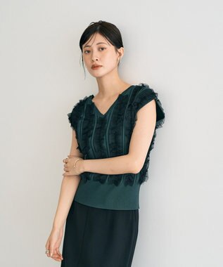 YECCA VECCA 2wayチュールフリルニット Black