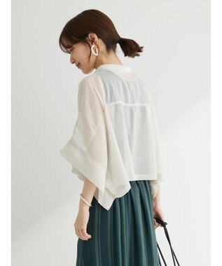 Green Parks ・ＥＬＥＮＣＡＲＥ　ＤＵＥ　ラメシフォンショートシャツ Ivory