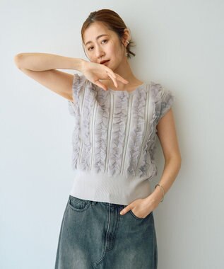 YECCA VECCA 2wayチュールフリルニット Black