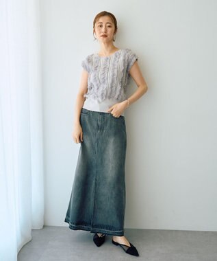 YECCA VECCA 2wayチュールフリルニット Black