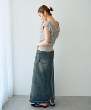 YECCA VECCA 2wayチュールフリルニット Black