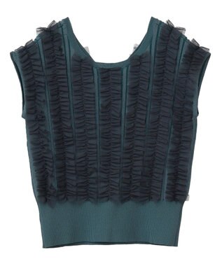 YECCA VECCA 2wayチュールフリルニット Black