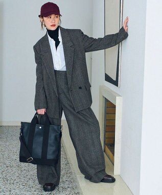 TOPKAPI 【Breath TOPKAPI】スコッチグレイン ネオレザー 縦型 A4 トート バッグ ショルダー付き L ブラック