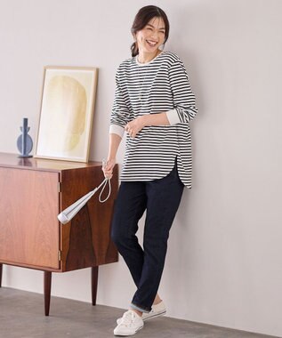 ANY リブポイントテールＴシャツ オフ×ブラック